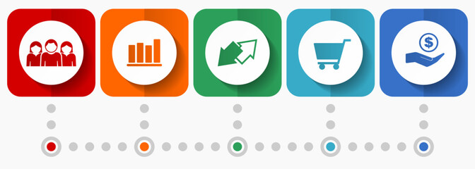 Aufkleber - Trade vector icons, shop flat design web buttons collection, business concept infographic template