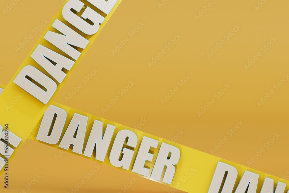 hazard warning. ribbon with the inscription Danger on a yellow ...