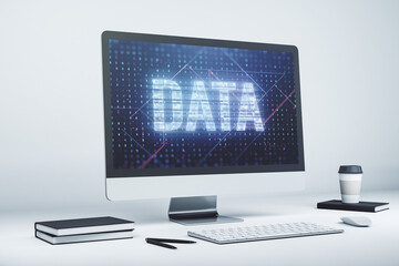Wall Mural - creative data word sign on modern laptop screen. 3d rendering