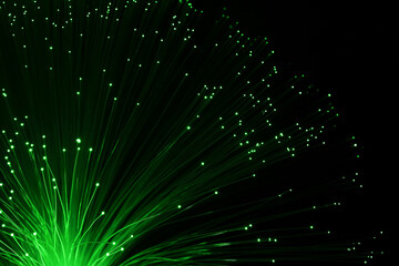 Bundle of optical fiber, transmitting green light