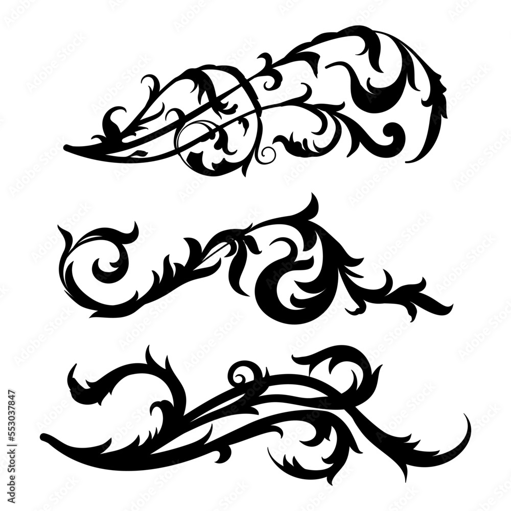 Vector Baroque Pattern Graphic vector set of natural decorative patterns in the baroque style ...