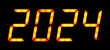 Fiery yellow numbers New Year 2024
