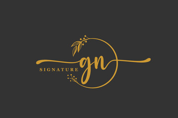 Wall Mural - luxury gold signature initial g n logo design isolated leaf and flower