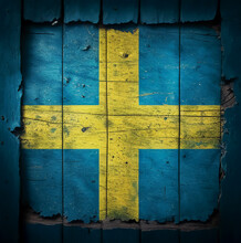 Swedish Sweden Country Flag Painted On Wooden Tag