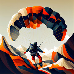 Wall Mural - Skydiving, cartoon