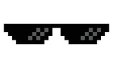 Fototapeta Dziecięca - Pixel art sunglasses with grey light reflection and Png transparent background