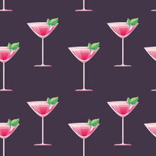 Cocktail Drink Bar Seamless Pattern Background Illustration