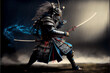 fantasy samurai warrior in battle pose