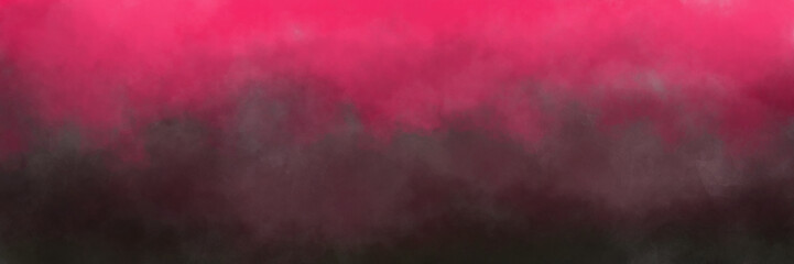 Wall Mural - black smoke wisps or hazy fog on pink background, hot pink cloudy sky texture, abstract banner desig