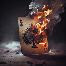 Poker Card Set On Fire