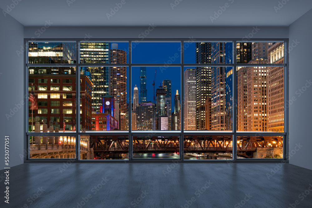 High Rise Window View Real Downtown Chicago City Skyline Buildings from High Rise Window ...