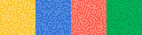 Set of fun colorful line doodle seamless pattern. Creative abstract art background collection for children or festive celebration design. Simple childish scribble wallpaper print texture bundle.