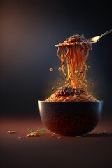 Ramen and spaghetti bolognese mix