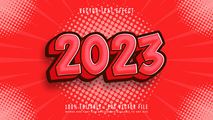 New year 2023 3d editable text effect font style