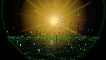 Wall Mural - abstract binary data grid background