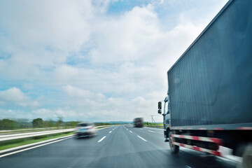 Poster - Truck transportation on high road