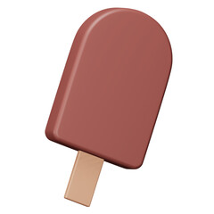 Sticker - Chocolate ice cream stick 3d rendering isometric icon.