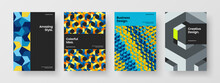 Premium Company Identity Vector Design Concept Set. Original Geometric Pattern Journal Cover Illustration Collection.