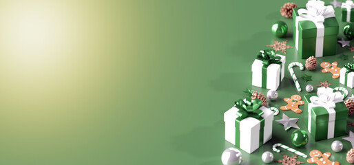 Wall Mural - christmas background with christmas decoration - 3d rendering