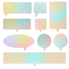 Aufkleber - Set of speech bubbles paper pastel colors stickers mock up. Blank tags labels of different shapes, isolated on white background