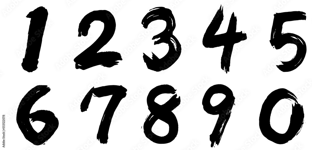 墨 数字 1234567890 手書き Stock Illustration | Adobe Stock