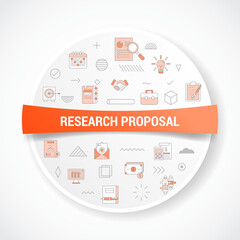 research proposal concept with icon concept with round or circle shape for badge