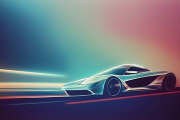 Wall Mural - Abstract futuristic car riding on the high speed. Blurred motion, sense of speed. Beautiful illustration generated by Ai. Generative art