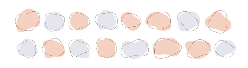 Leinwandbilder - Organic abstract fluid shapes set. Creative liquid blob elements with curvy line. Simple irregular curved dynamic forms, modern smooth drops. Flat vector illustrations isolated on white background