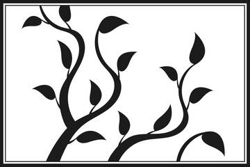 Wall Mural - tree branch with leaves. abstract vector twig isolated. botanical illustration.