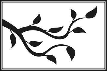 Wall Mural - tree branch with leaves. abstract vector twig isolated. botanical illustration.
