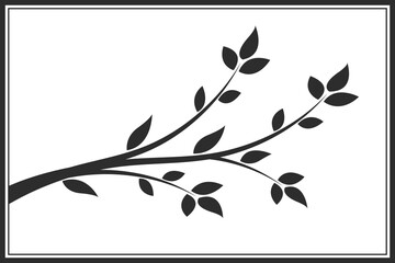 Wall Mural - tree branch with leaves. abstract vector twig isolated. botanical illustration.