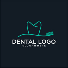 Wall Mural - tooth with toothbrush logo design