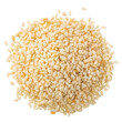 Pile of white sesame seeds (Sesamum indicum), isolated, top view png