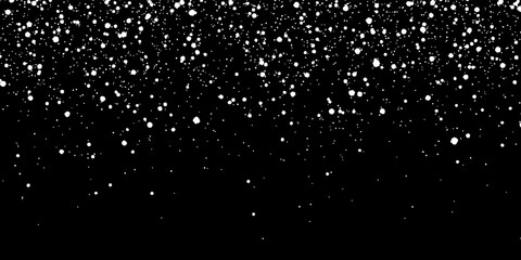 Falling winter snow flakes on black background. Vector