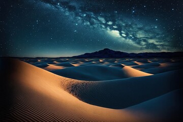 Night landscape with desert sand dunes illustration design art