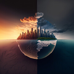 Wall Mural - Global warming and pollution concept effects on earth. Generative ai
