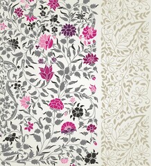 wedding card design, traditional paisley floral pattern , royal India	