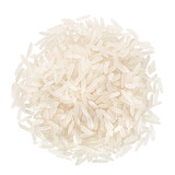 Fototapeta  - Pile of raw elongated white rice, isolated, top view png