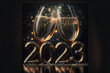 New year 2023 champaign drink, sparkling wine silvester