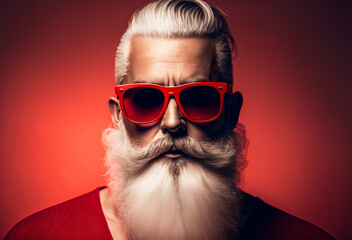 Modern hipster Father Christmas. Fashionable Santa. Generative ai