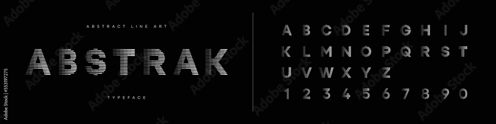 Alphabet Fonts with Abstract Lines Pattern Stock Vector | Adobe Stock