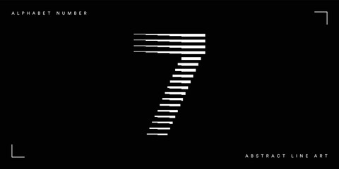 Number 7 Logo with Horizontal Halftone Line Pattern