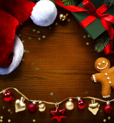 Wall Mural - merry christmas and happy holidays greeting card, frame, banner. new year. noel. christmas gift box,