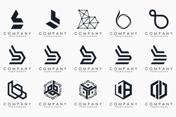 Set of creative letter B logo design template. icons for business of luxury, elegant, simple.