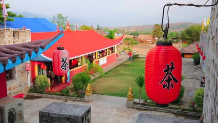 Canvas Print - Red lantern, Santichon Chinese Yunnan village, Pai, Thailand