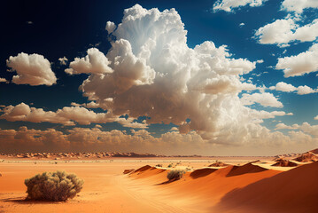 Large, white cloud-covered desert. Generative AI