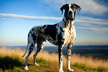 A Majestic Great Dane Dog Is Standing Tall And Proud. Generative AI