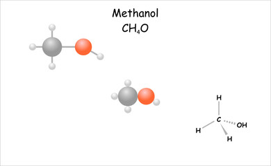 Wall Mural - Stylized 2D molecule model/structural formula of methanol.