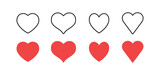 Fototapeta Tematy - Hearts icon collection. Set of hearts. Linear and flat design, valentine's day love symbol.