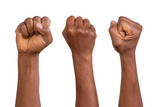 Fototapeta  - Holding fists up in the air isolated on white or transparent background
